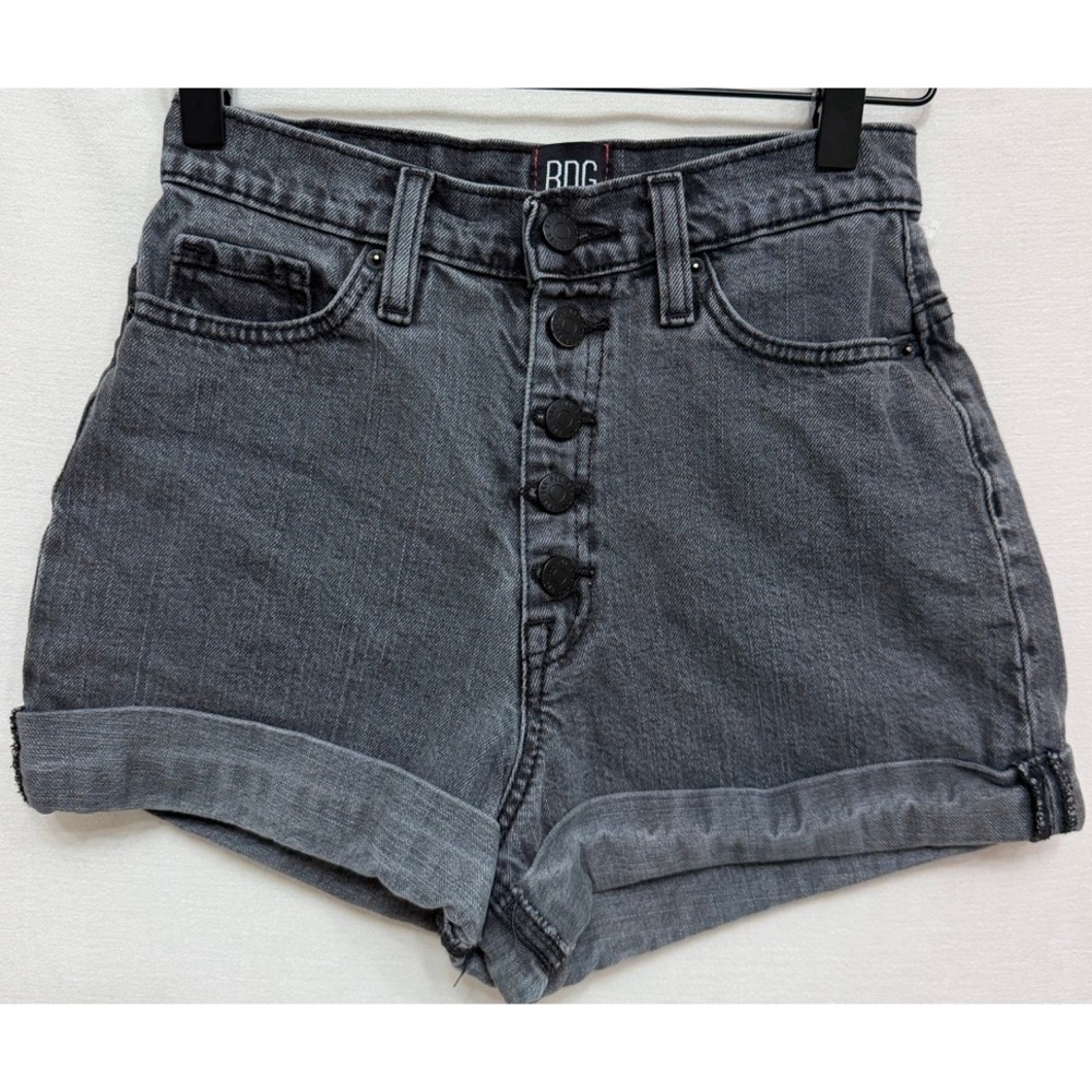 BDG Women's Shorts Mom High-Rise Black Denim Button Fly Urban Outfitters 24